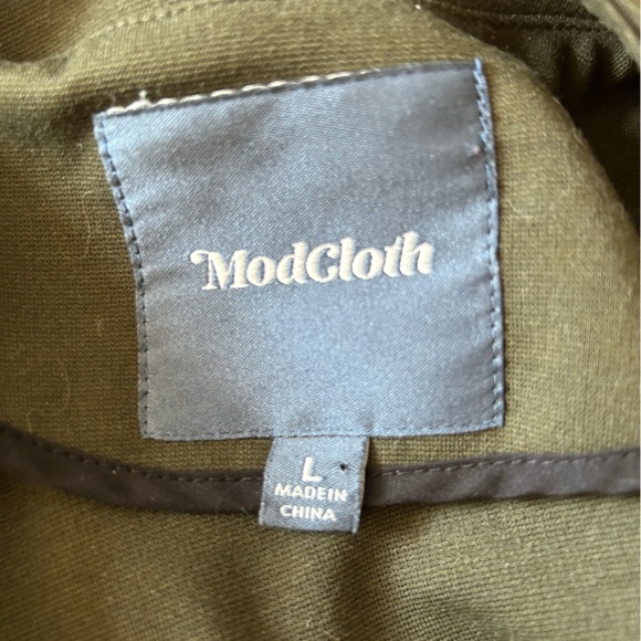 Modcloth military jacket womens size Large army green knit blazer - Picture 3 of 8